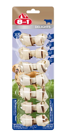 Купить 8in1 delights beef xs лакомство для собак мелких пород косточки с говядиной