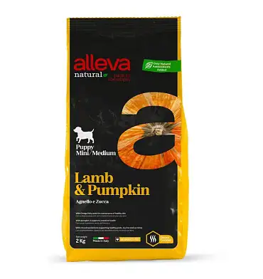 Alleva Natural Puppy Lamb And Pumpkin Mini/Medium сухой корм для щенков мелких и средних пород с ягненком и тыквой