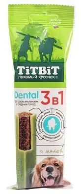 TiTBiT лакомство для собак мелких и средних пород Dental 3в1 с мятой