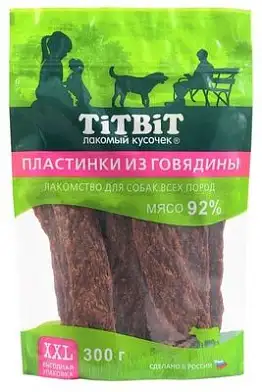 TiTBiT лакомство для собак всех пород пластинки из говядины, выгодная упаковка XXL