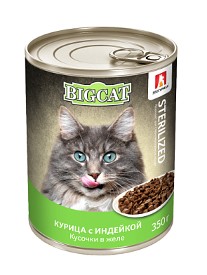 Зоогурман Big Cat консервы для стерилизованных кошек курица с индейкой в желе