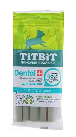 Купить titbit dental+ лакомство для щенков маленьких пород cнек с телятиной