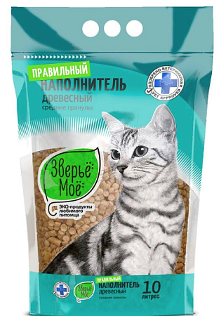 Купить Зверьё Моё Наполнитель для кошек древесный, средние гранулы