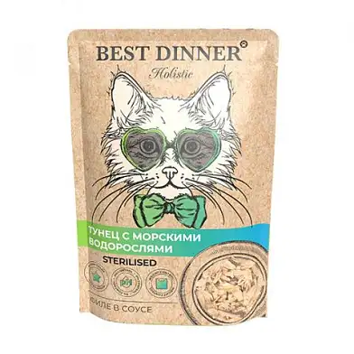 Best Dinner Holistic влажный корм для кошек с тунцом и морскими водорослями в соусе (пауч)
