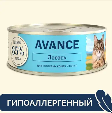 AVANCE holistic консервы Для кошек и котят с лососем, Natural&Healthy Salmon