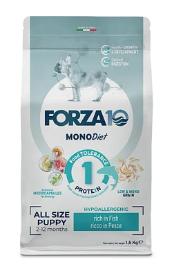 Forza10 MonoDiet Puppy All Size Pesce сухой корм для щенков и собак всех пород в период беременности и лактации, при аллергии, с рыбой