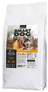 Smart Dog сухой корм для взрослых собак средних и крупных пород с курицей и овощами