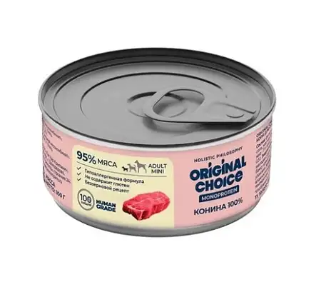 Купить original choice monoprotein adult mini консервы для собак мелких пород конина 100%