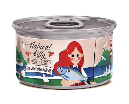 Купить pettric natural kitty консервы для взрослых кошек тунец с курицей в бульоне