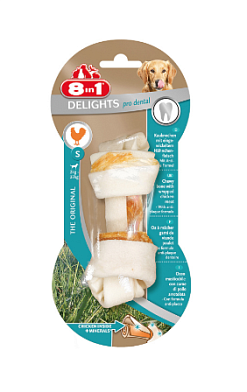 8in1 DENTAL DELIGHTS S лакомство для собак мелких и средних пород косточка с куриным мясом и минералами