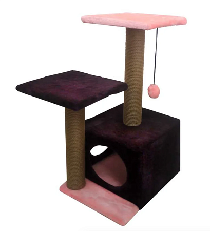 Купить zooexpress комлекс для кошек "Куб с полками и двумя входами" мех однотонный