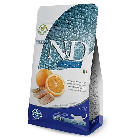 Купить farmina n&d ocean cat herring and orange adult сухой беззерновой корм для взрослых кошек с сельдью и апельсином