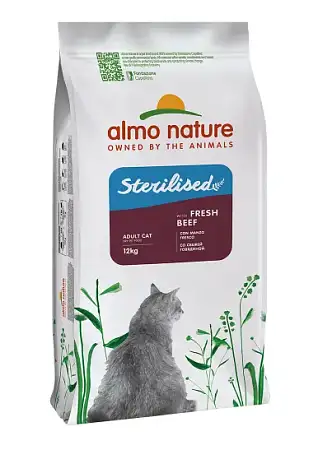 Купить almo nature sterilised fresh beef сухой корм для взрослых стерилизованных кошек со cвежей говядиной и коричневым рисом