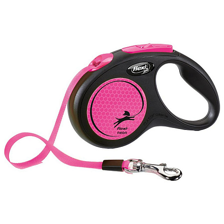 Купить flexi neon new рулетка ремень для собак, светоотражающая, розовый неон