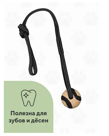 Купить bow wow игрушка для собак джутовый мяч с длинной прорезиненной ручкой