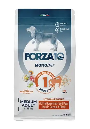 Купить forza10 monodiet adult medium cavallo e piselli сухой корм для взрослых собак средних пород, с кониной и горохом