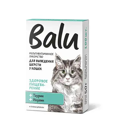Купить balu Здоровое пищеварение лакомство мультивитаминное для кошек, выведение шерсти, таурин и инулин