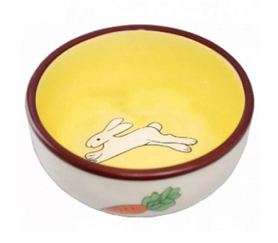 №1 Миска керамическая для грызунов, с рисунком заяц и морковка