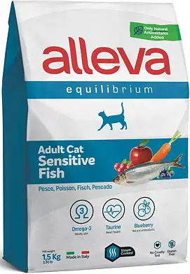 Alleva Equilibrium Adult Cat Sensitive сухой корм для взрослых кошек с чувствительным пищеварением рыба