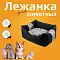 СКИДКА ZOOexpress лежанка пухлик для собак и кошек «Птицы» мебельная ткань, темно-серая