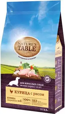 Nature's Table сухой корм для взрослых собак мелких пород, с рисом и курицей
