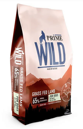 Купить prime wild gf grass fed сухой беззерновой корм для взрослых собак и щенков всех пород, с ягненком