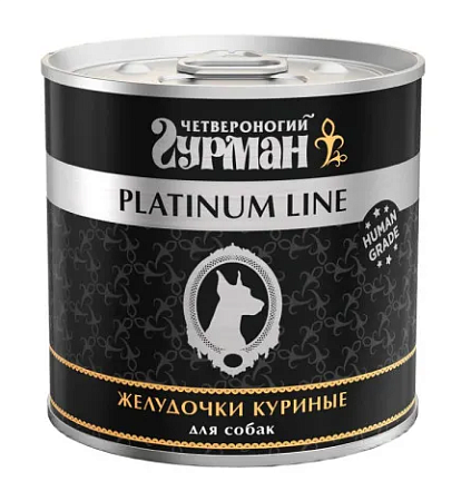 Купить Четвероногий Гурман platinum line консервы с желудочками куриными в желе для взрослых собак всех пород