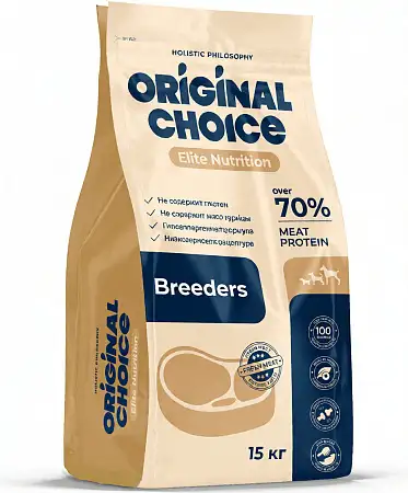 Купить original choice breeders adult medium & maxi сухой корм для взрослых собак средних и крупных пород со свежим мясом говядины и с индейкой