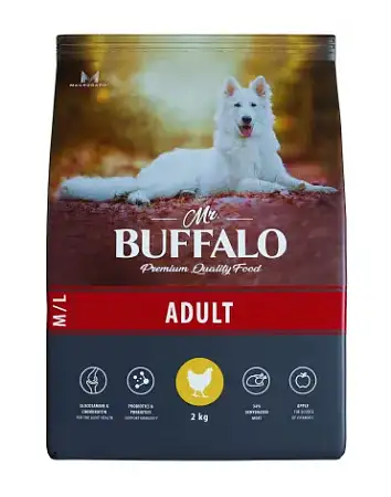 Купить mr.buffalo adult m/l полнорационный сухой корм для взрослых собак всех пород с курицей