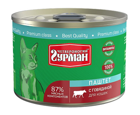 Купить Четвероногий Гурман консервы для кошек, паштет с говядиной