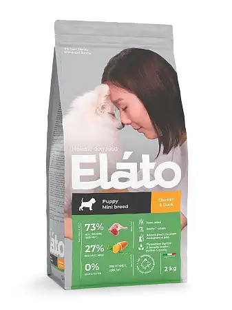 Купить elato holistic сухой корм для щенков мелких пород с курицей и уткой