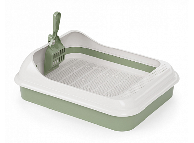 ALTA Лоток для кошек "Юта" с бортиком, сеткой оливковый
