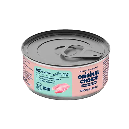 Купить original choice monoprotein adult mini консервы для собак мелких пород кролик 100%