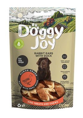 DOGGY JOY лакомство для собак крупных пород, кроличьи ушки с уткой