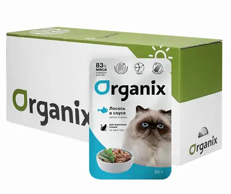 Купить organix влажный корм для кошек лосось в соусе (пауч)