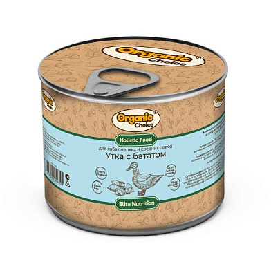 Organic Сhoice Elite Nutrition консервы для собак мелких и средних пород утка с бататом