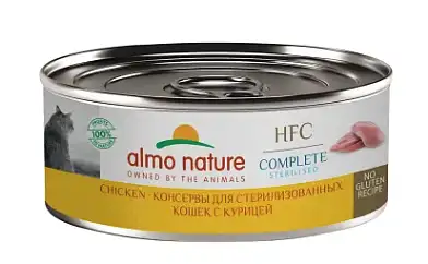 Almo Nature HFC Complete Sterilised консервы для взрослых стерилизованных кошек и котят с 3-х месяцев, с курицей