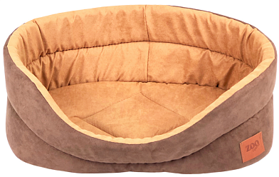 ZOOexpress лежанка овальная «Classic» для кошек и собак искусственная замша, коричневая
