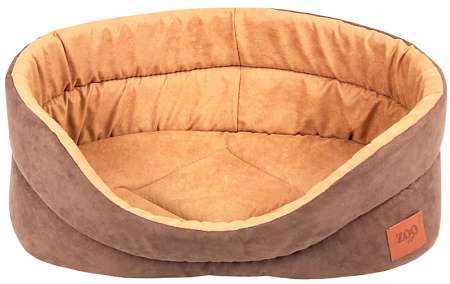 Купить zooexpress лежанка овальная «classic» для кошек и собак искусственная замша, коричневая