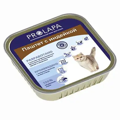 Prolapa Premium ламистер полнорационный консервированный корм паштет с индейкой для кошек