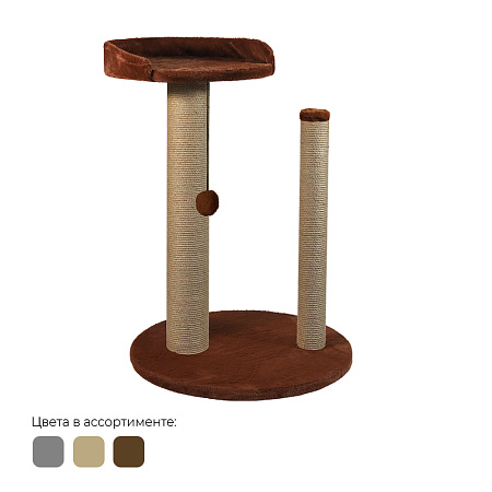 Купить zooexpress когтеточка круглая "МЕГА" 2 столбика с лежанкой для кошек, джут