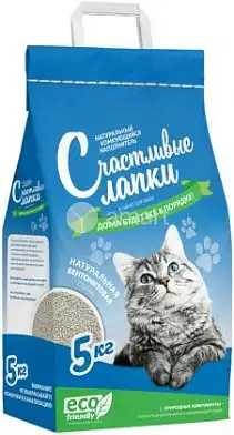 Чистые лапки комкующийся наполнитель для кошек "счастливые лапки" (eco)