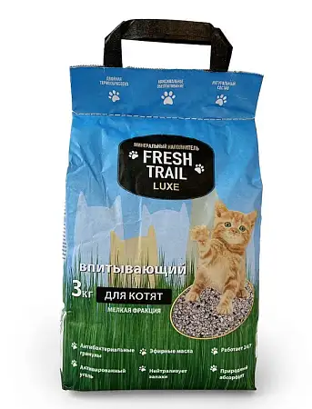 Купить fresh trail luxe впитывающий минеральный наполнитель для котят