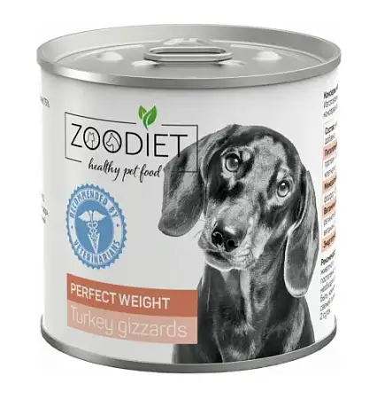 Купить Четвероногий Гурман zoodiet perfect weight turkey gizzards консервы для взрослых собак для поддержания здорового веса, с индюшиными желудочками