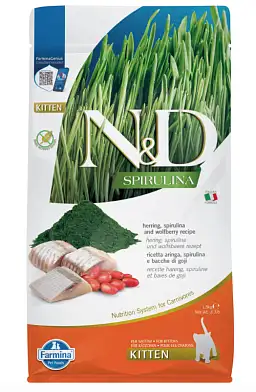Farmina N&D Cat Spirulina Herring & Wolfberry Kitten сухой корм для котят, с сельдью и ягодами годжи