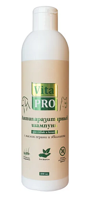 Vita Pro биошампунь для собак и кошек антипаразитарный универсальный, с маслом герани и эвкалипта