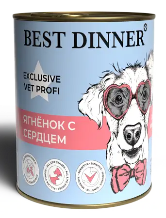 Купить best dinner vet profi gastro intestinal консервы для взрослых собак и щенков с 6 месяцев для профилактики болезней ЖКТ с ягненком и сердцем