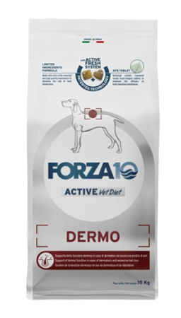 Купить forza10 active vetdiet dermo all size сухой диетический корм для взрослых собак всех пород, поддержка кожных функций при дерматозах и чрезмерного выпадения шерсти