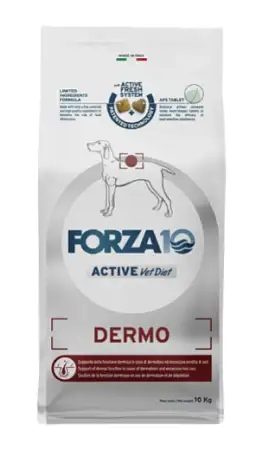 Купить forza10 active vetdiet dermo all size сухой диетический корм для взрослых собак всех пород, поддержка кожных функций при дерматозах и чрезмерного выпадения шерсти