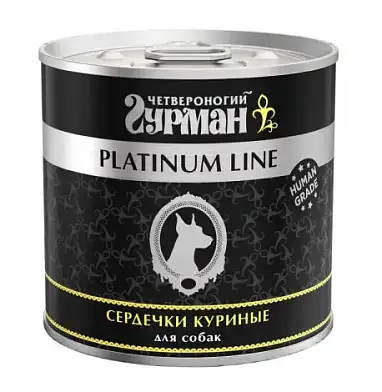 Четвероногий Гурман Platinum line консервы с сердечками куриными в желе для взрослых собак всех пород